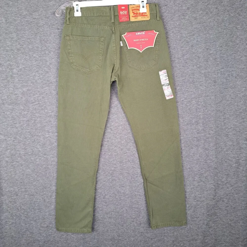 Levi's 502 Regular Taper Warp Stretch Olive‎ Green Pants 29x28* NWT